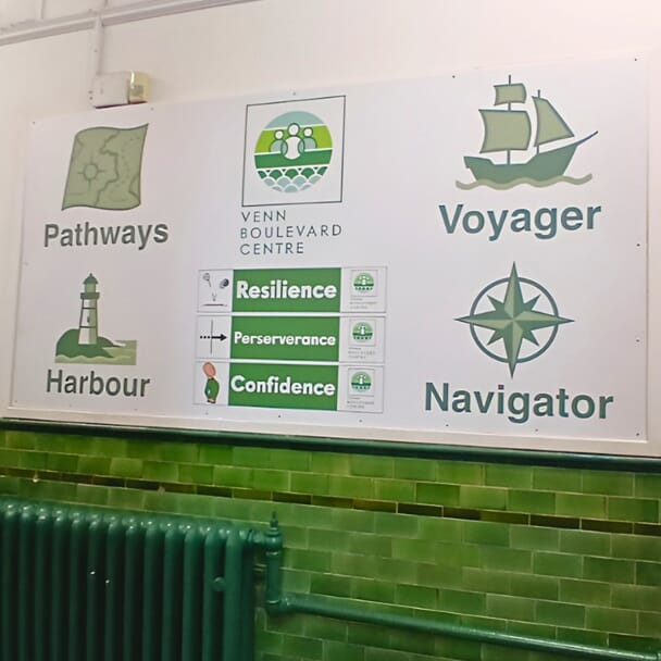 An image of the Venn Boulevard Centre's wall graphics and signage.